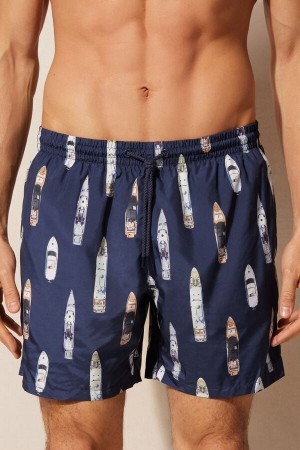 Intimissimi Ship Print Swim Trunks Blå | UDKND94491